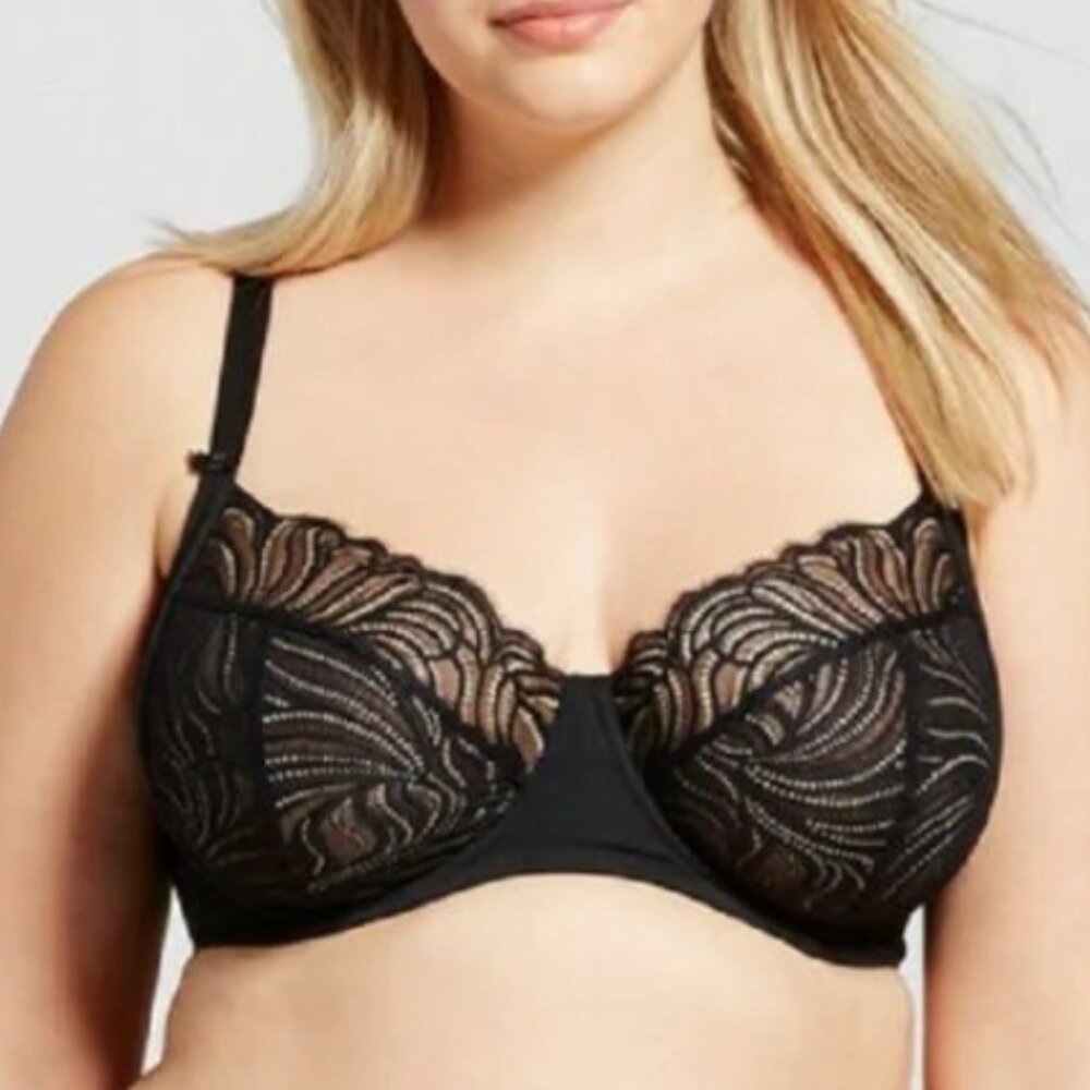 New Size 46D Unlined Ava & Viv Black Bra womens underwire (from Target)